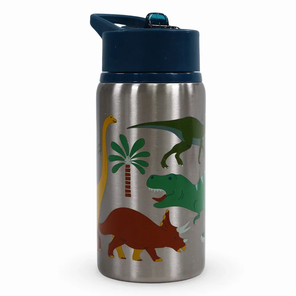Stephen Joseph Flip Top Stainless Steel Bottle - Dinosaurs