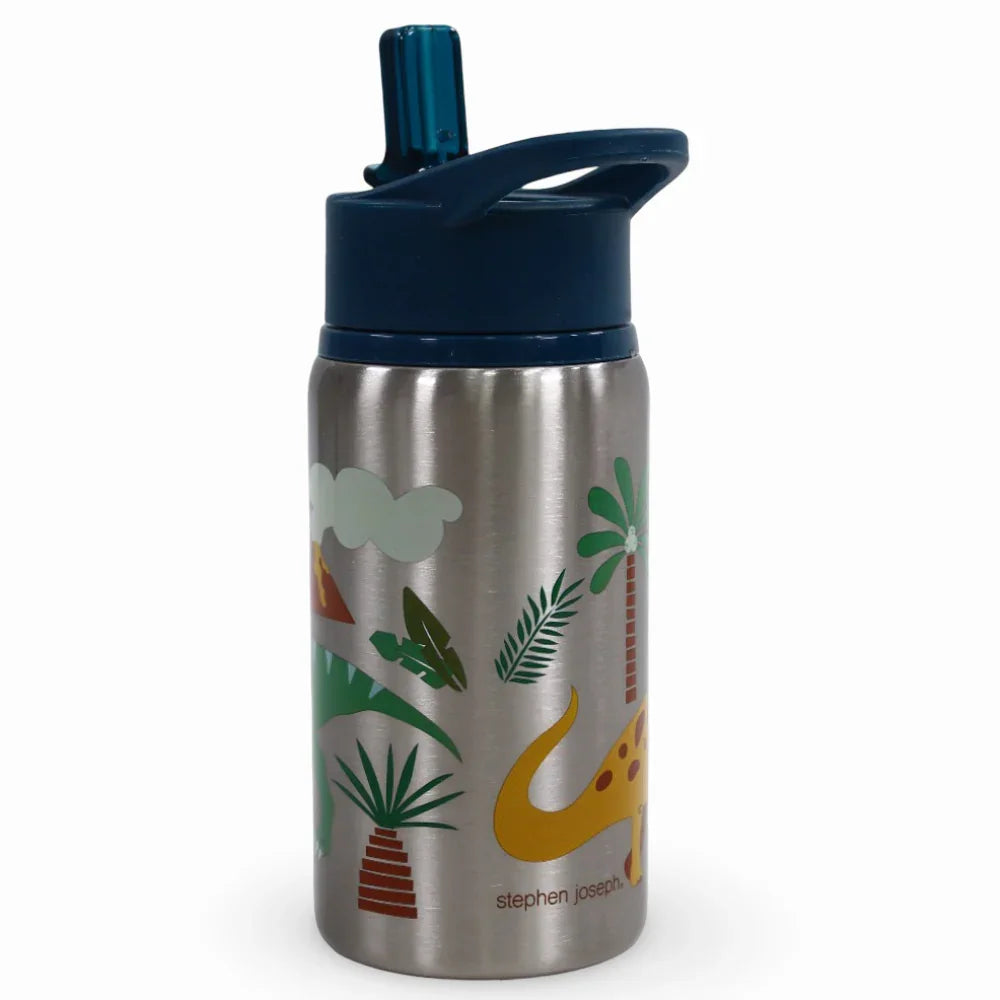 Stephen Joseph Flip Top Stainless Steel Bottle - Dinosaurs