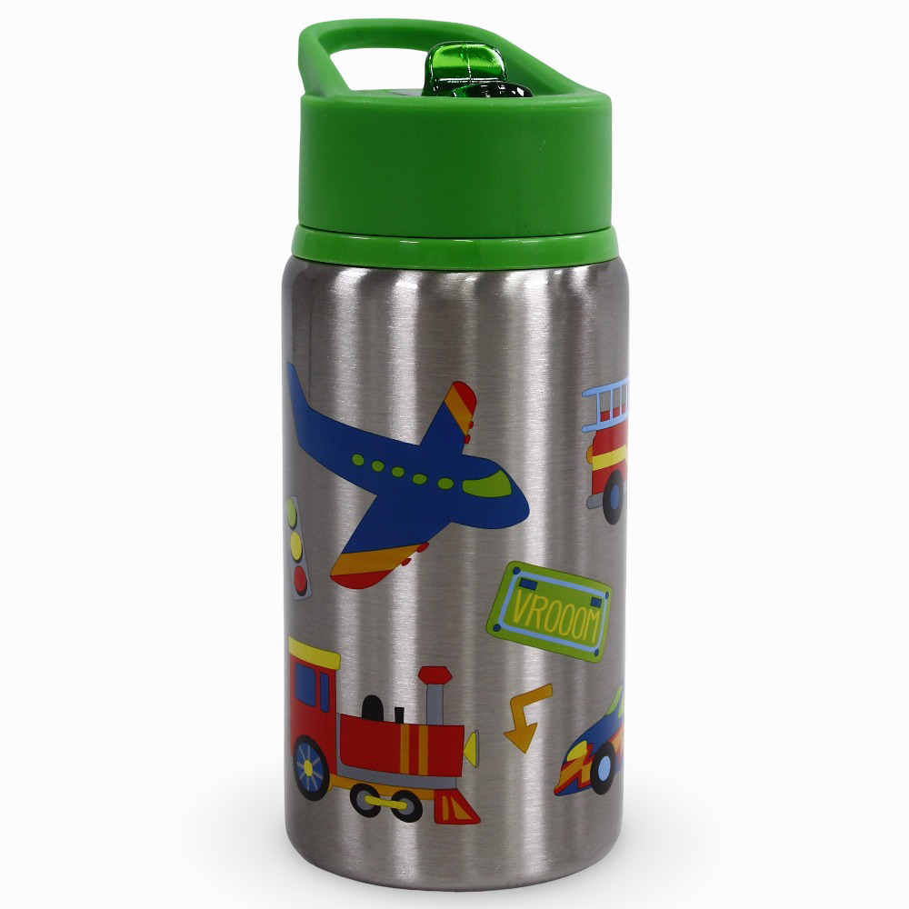 Stephen Joseph Flip Top Stainless Steel Bottle - Transportation