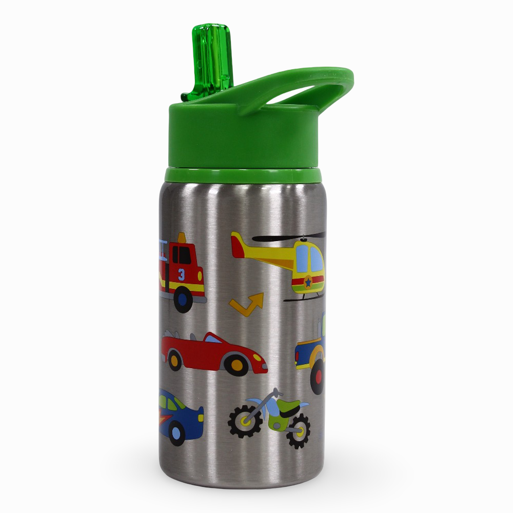 Stephen Joseph Flip Top Stainless Steel Bottle - Transportation