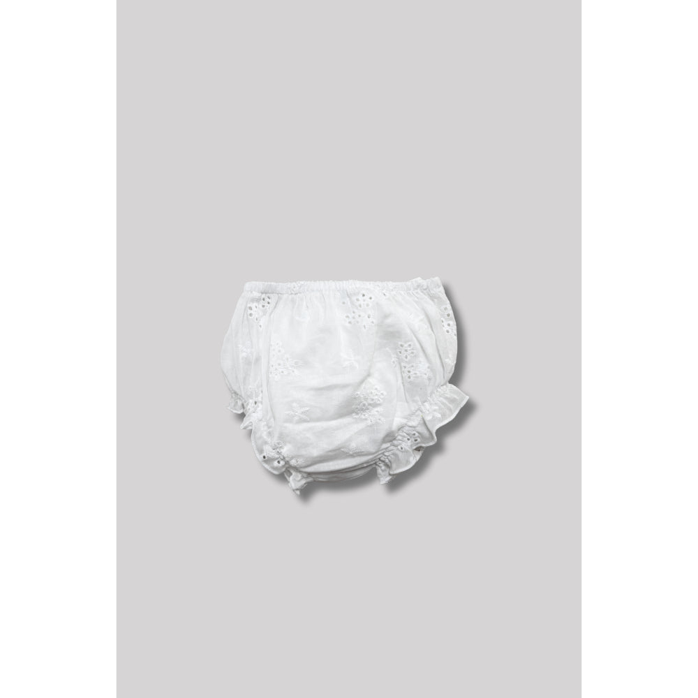 Baby Girls Linen 3-Piece Petite Mademoiselle (Dress + Head Band + Under Shorts) – White