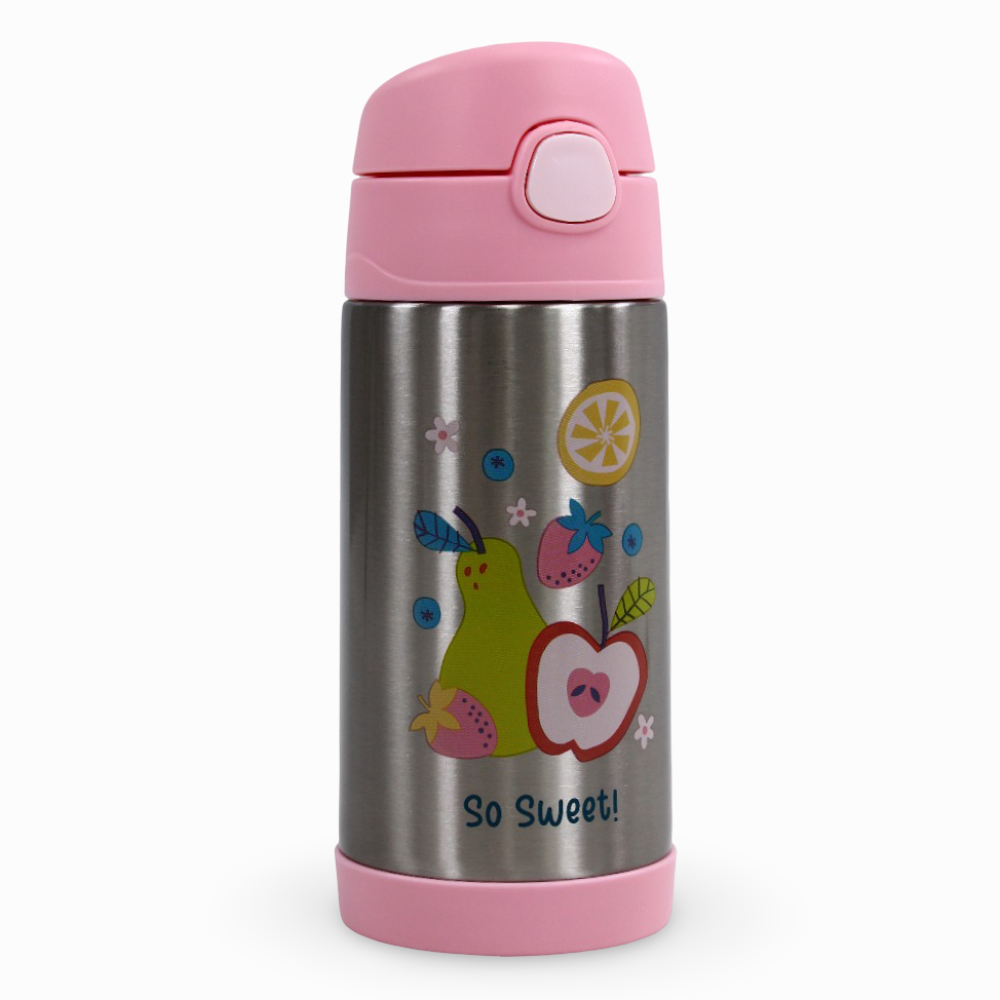 Stephen Joseph Double Wall Stainless Steel Bottle 350ml - Fruits Design