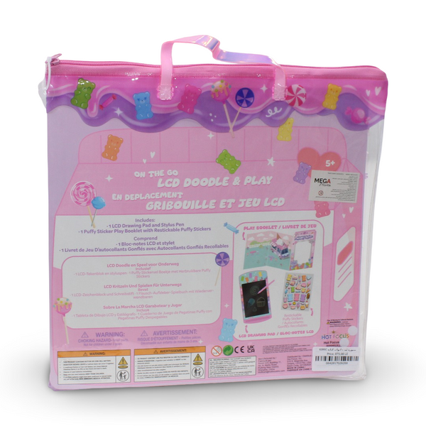 Hot Focus Sweet Vibes On the Go LCD Doodle Board + Restickable Stickers Play Set