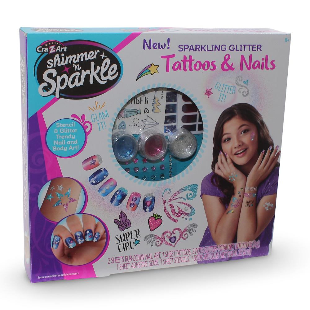 Cra-Z-Art Shimmer 'N Sparkle Sparkling Glitter Tattoos & Nails Kit - Toys