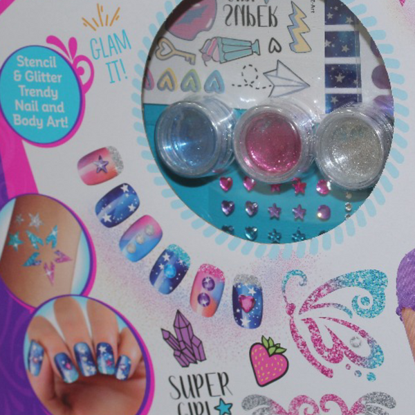 مجموعة Cra-Z-Art Shimmer 'N Sparkle للوشوم اللامعة والأظافر المتلألئة