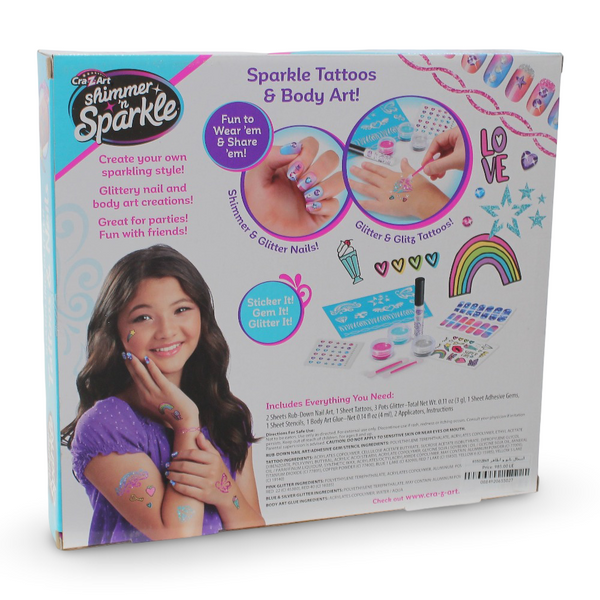 مجموعة Cra-Z-Art Shimmer 'N Sparkle للوشوم اللامعة والأظافر المتلألئة