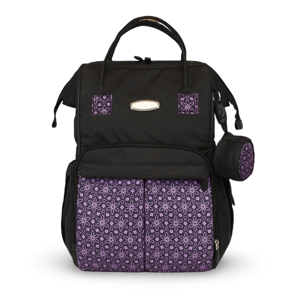 Petit Bebe Vea Baby Diaper Bag – Black & Purple - Baby Essentials