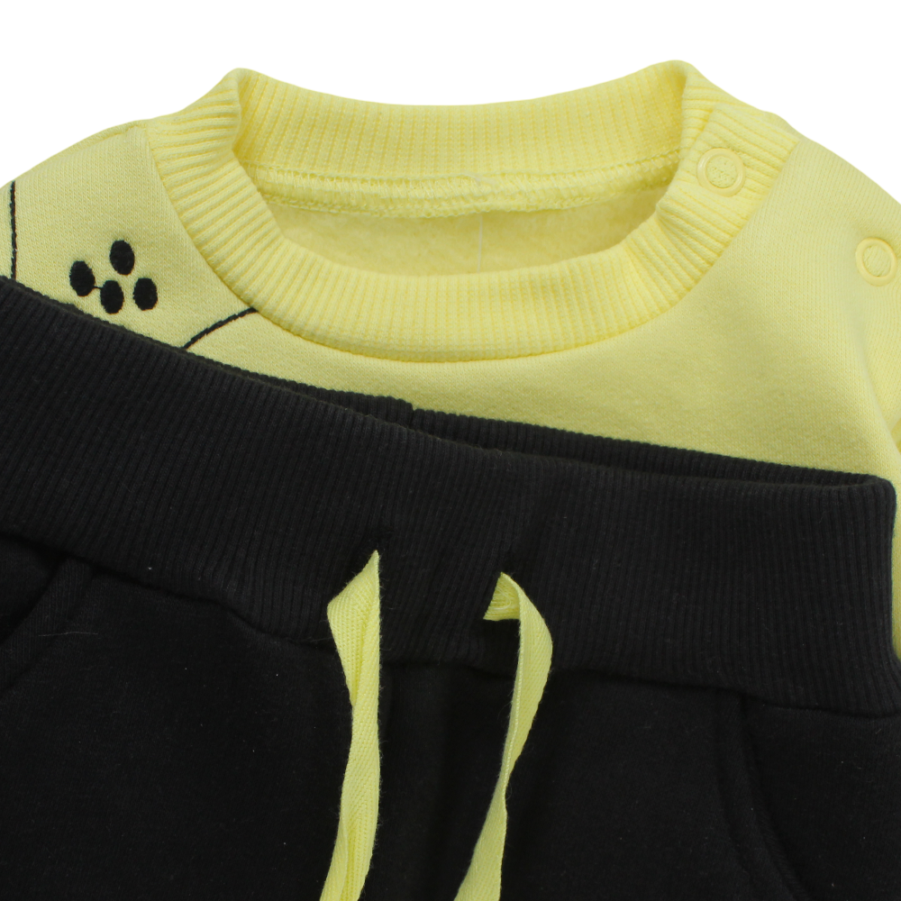 Baby Boys Cotton Pajama Set – Yellow with Dinosaur Print