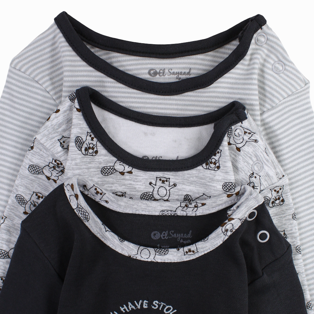 Unisex Cotton Long-Sleeved Underwear Bodysuit (Pack Of 3)