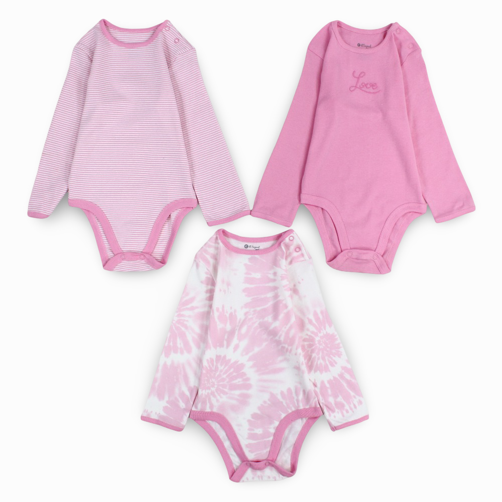 Unisex Cotton Long-Sleeved Underwear Bodysuit (Pack Of 3)