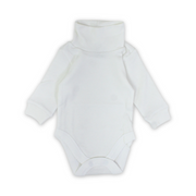 Unisex Baby Cotton Long-Sleeved Bodysuit High Collar – White