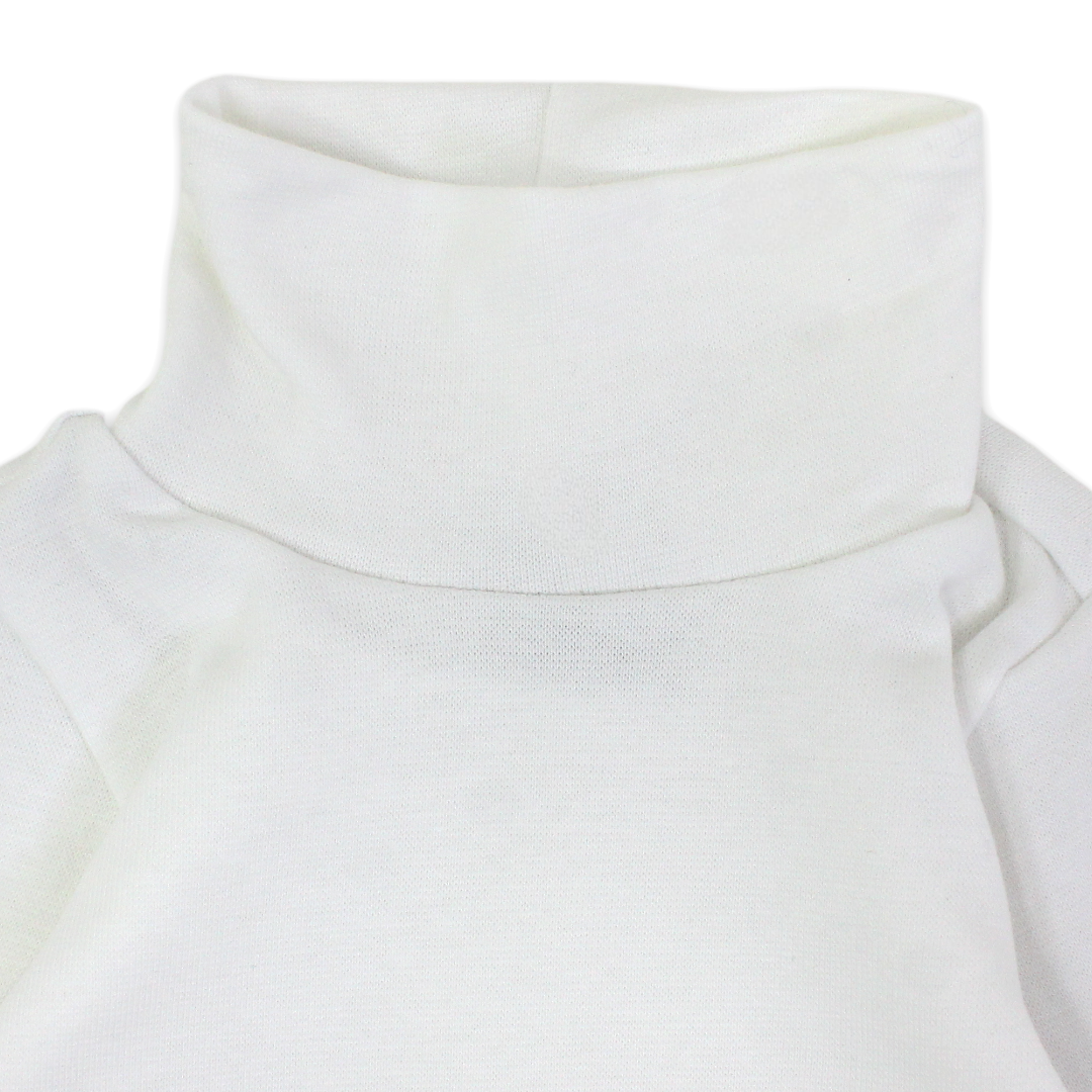 Unisex Baby Cotton Long-Sleeved Bodysuit High Collar – White