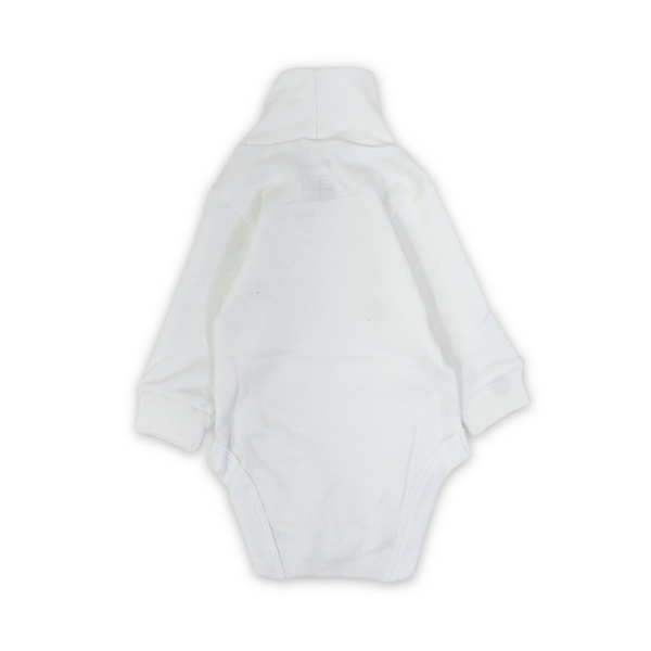 Unisex Baby Cotton Long-Sleeved Bodysuit High Collar – White