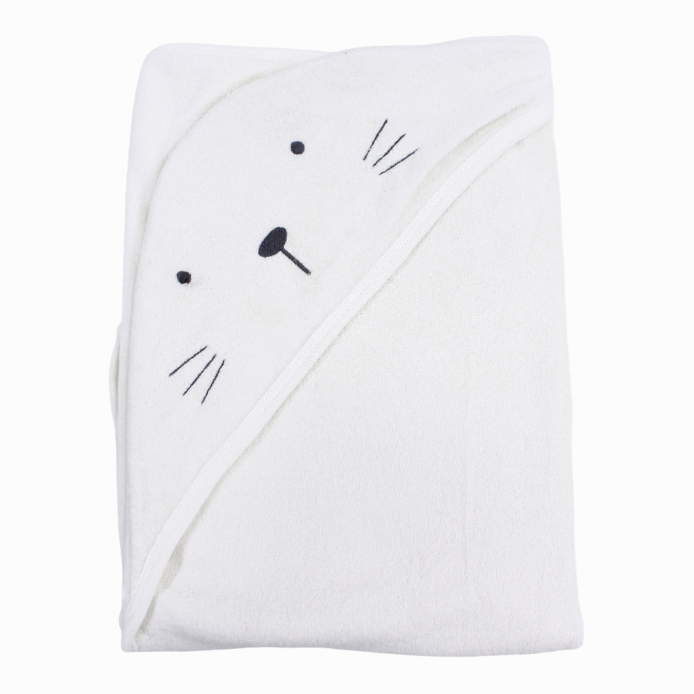 Baby Hooded Towel - Off-white & Dusty Pink