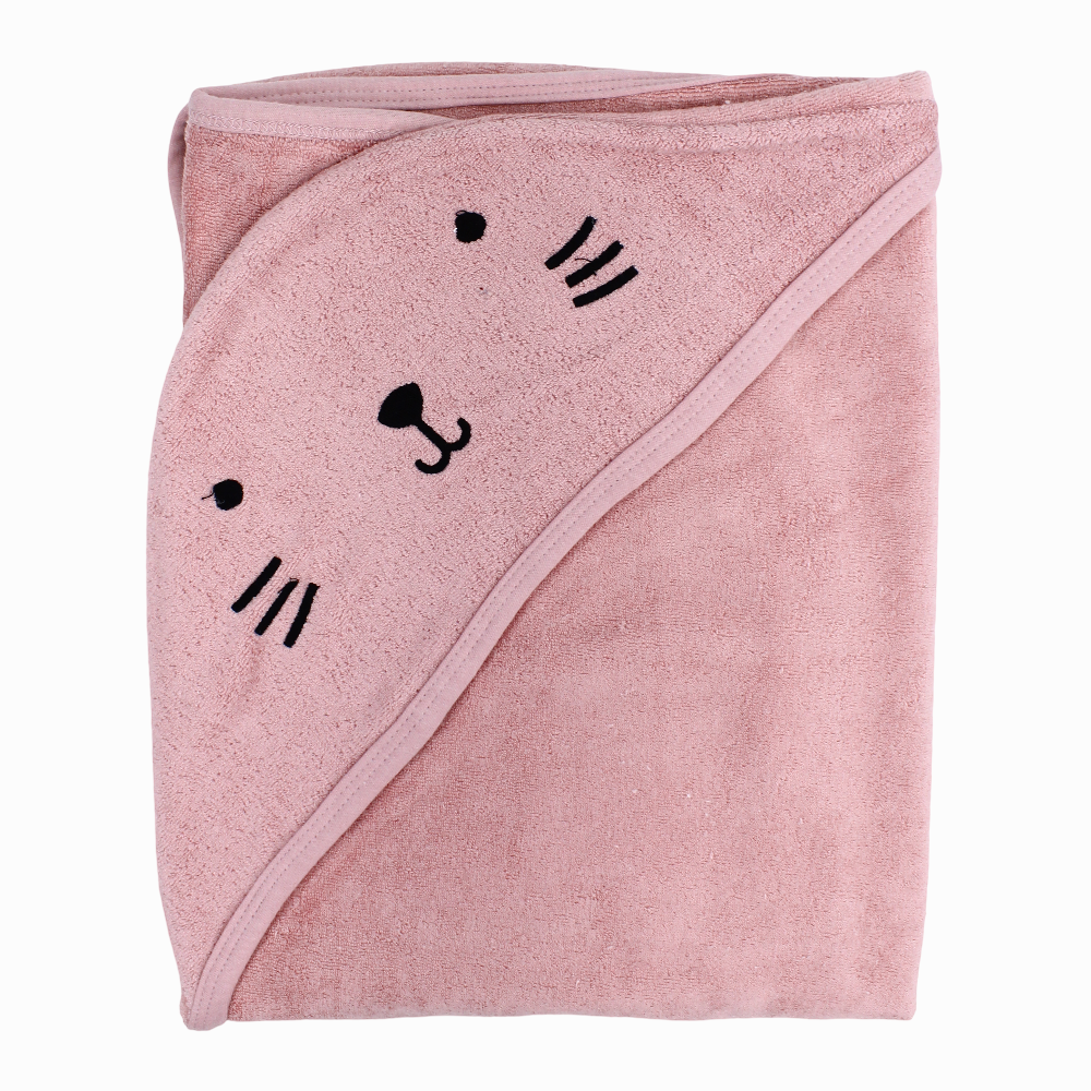 Baby Hooded Towel - Off-white & Dusty Pink