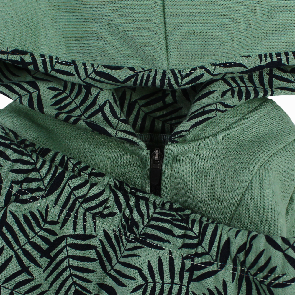 Baby Boys Cotton Hooded Pajama Set - Green with Giraffe Design