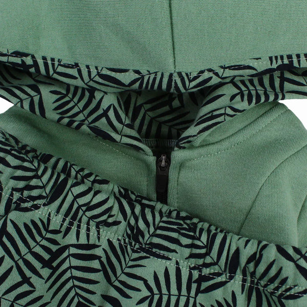 Baby Boys Cotton Hooded Pajama Set - Green with Giraffe Design