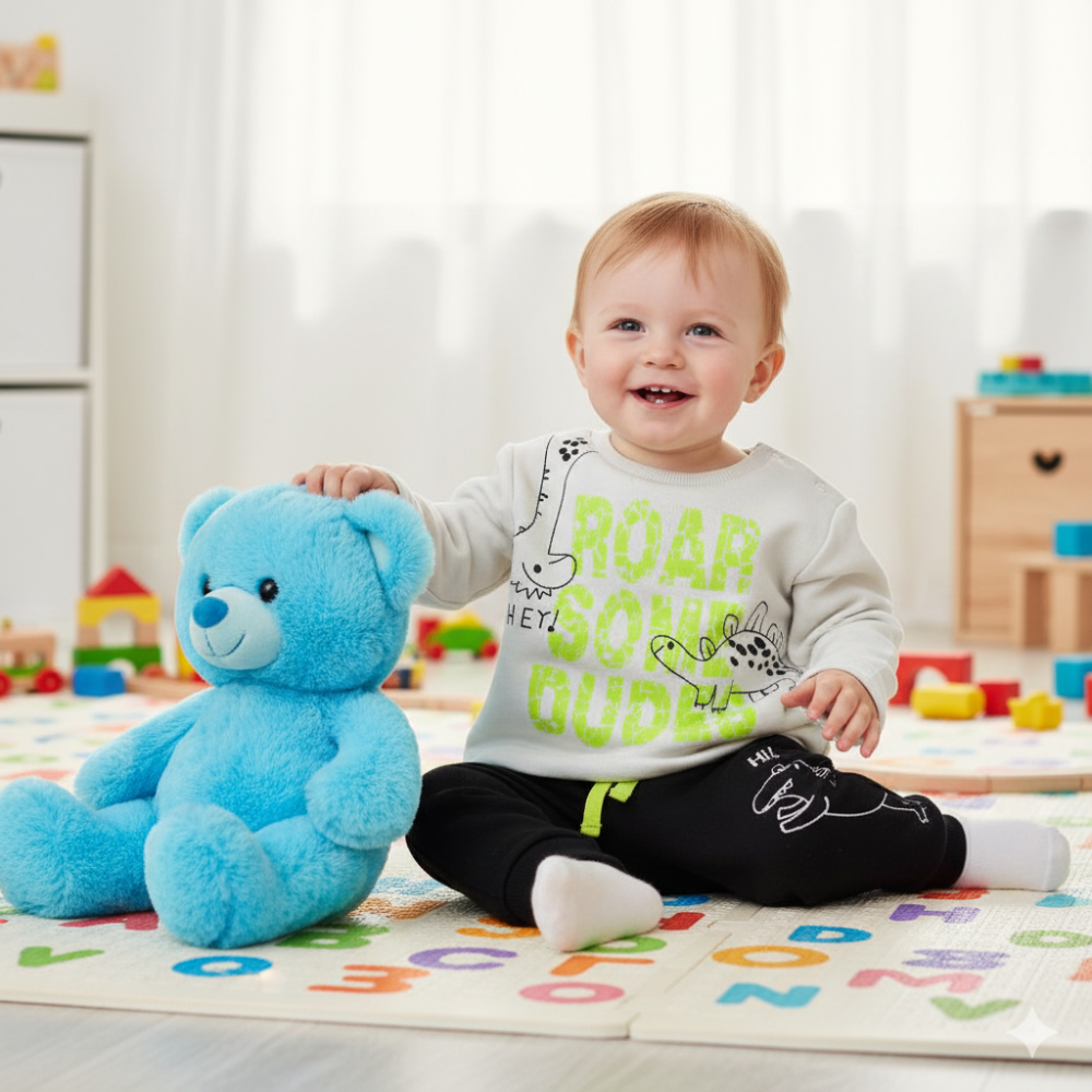 Baby Boys Cotton Pajama Set - Cute Dino Design