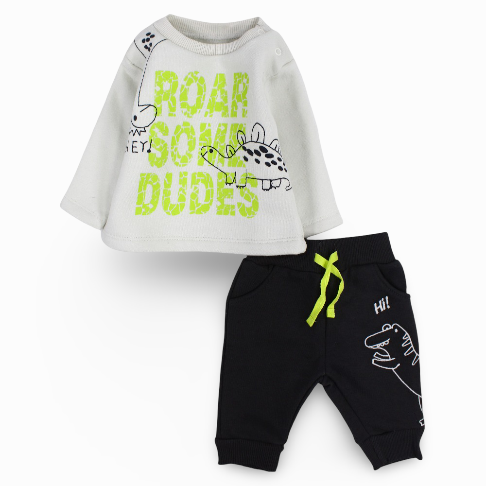 Baby Boys Cotton Pajama Set - Cute Dino Design