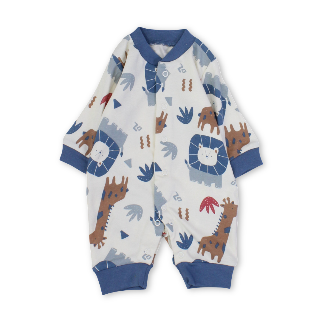 Baby Cotton Footless Onesie – Animals Print