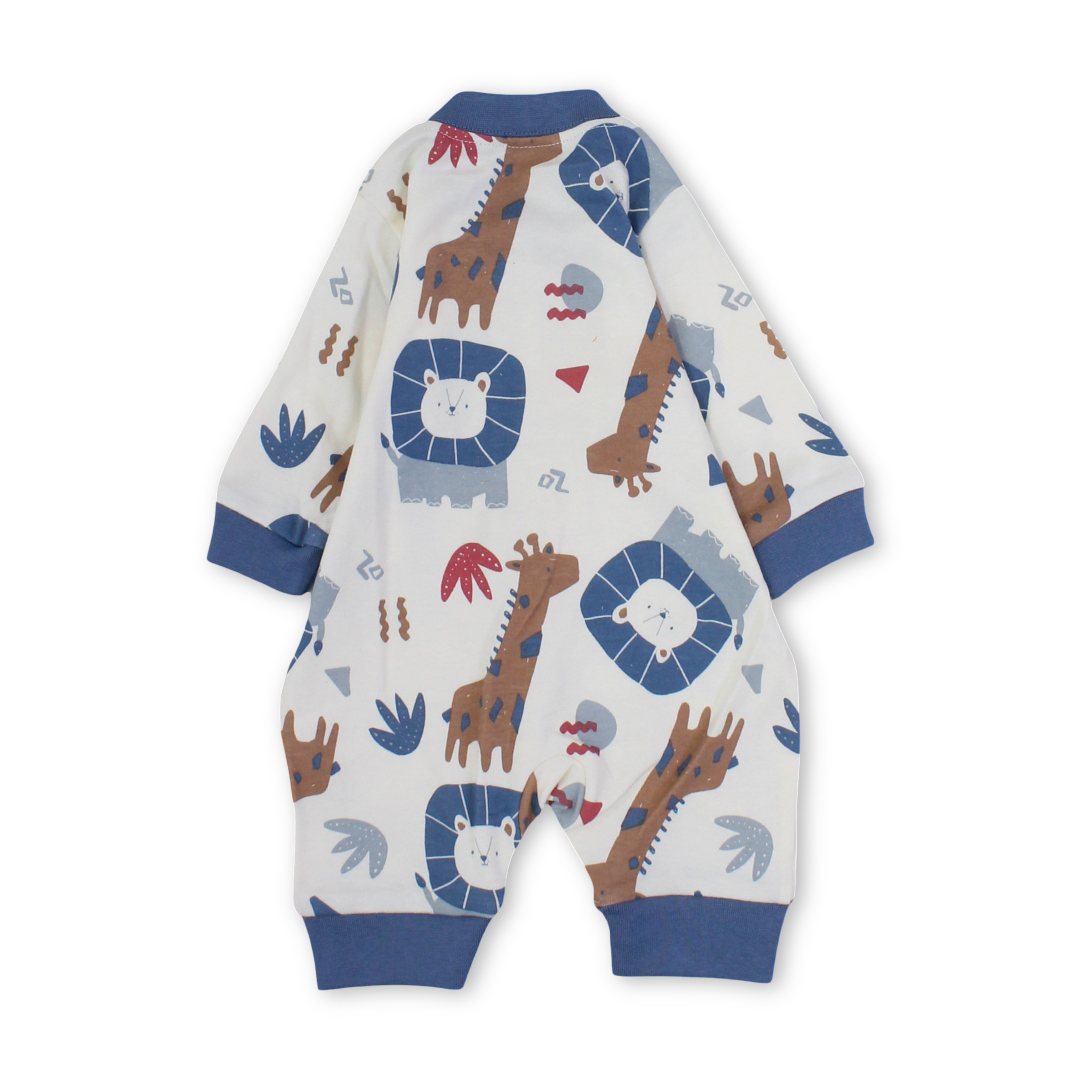 Baby Cotton Footless Onesie – Animals Print