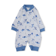 Baby Boys Cotton Footless Onesie – White with Dogs Print