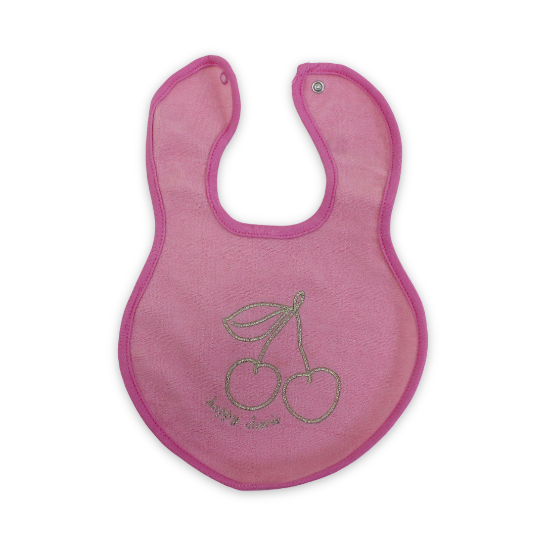 Cotton Baby Bib – Cherry Embroidery