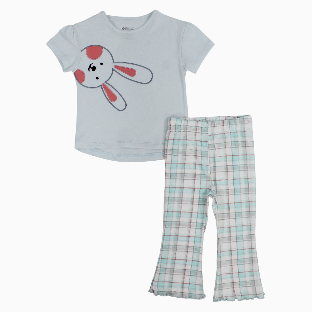 Baby Girls Cotton Pajama Set – Bunny Head Design