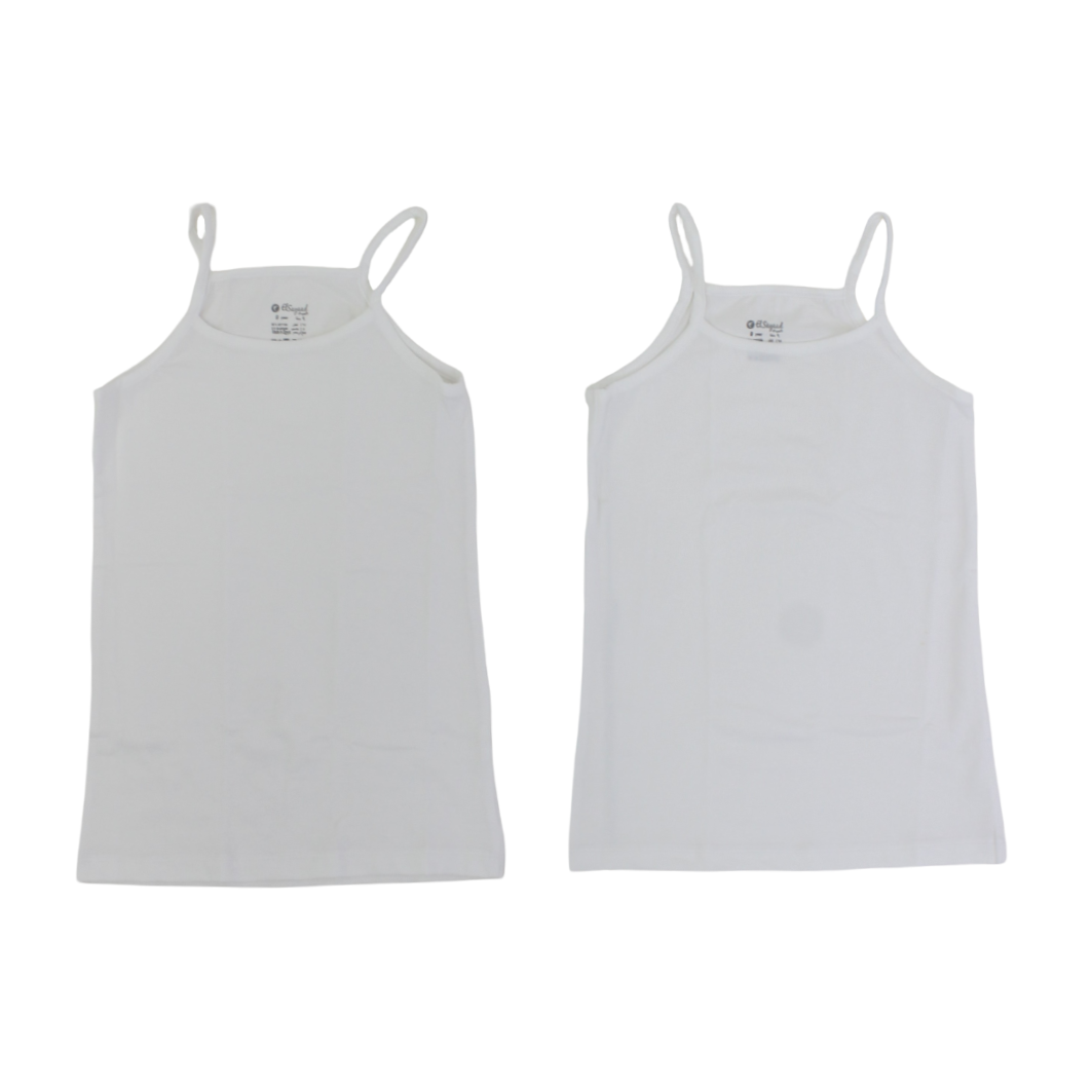 Pack of 2 - Girls Sleeveless Cotton Undershirt White