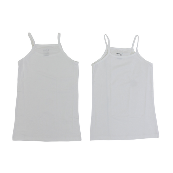 Pack of 2 - Girls Sleeveless Cotton Undershirt White