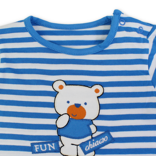 Baby Boys Cotton Romper – Blue with Teddy Bear Print