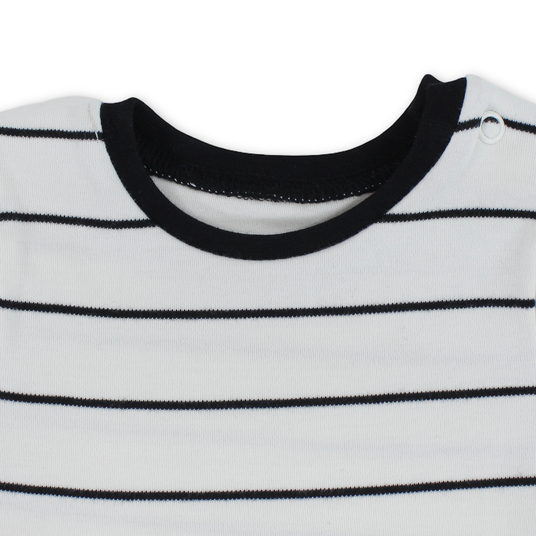 Baby Boys Cotton Romper – Navy & White with Penguin Print
