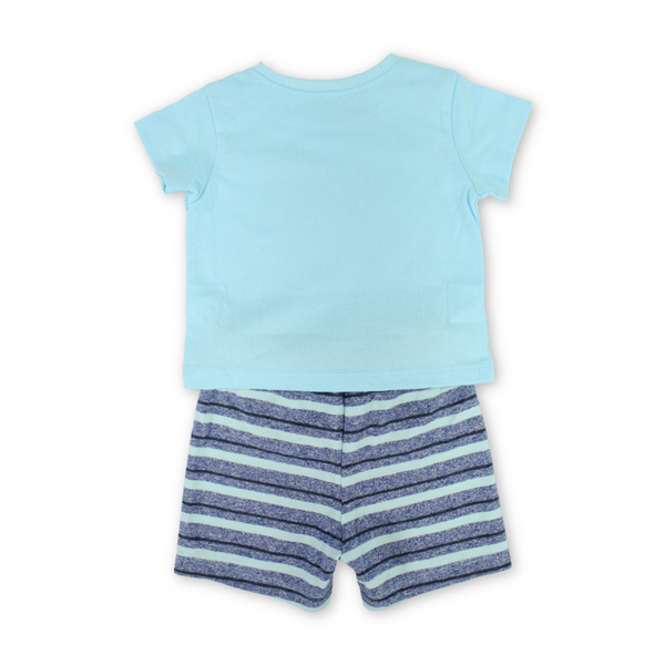 Baby Boys Cotton Pajama – Aqua with "Let's Play Toge Snow" Print