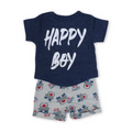 بيجامة قطنية للأولاد الرضع - زرقاء مع طبعة "Happy Boy"