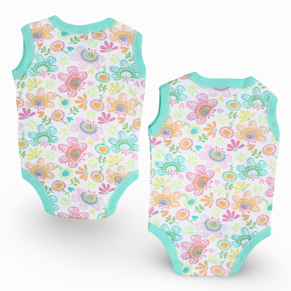 Unisex Plain Cotton Sleevelees Underwear Bodysuit (Pack Of 2)