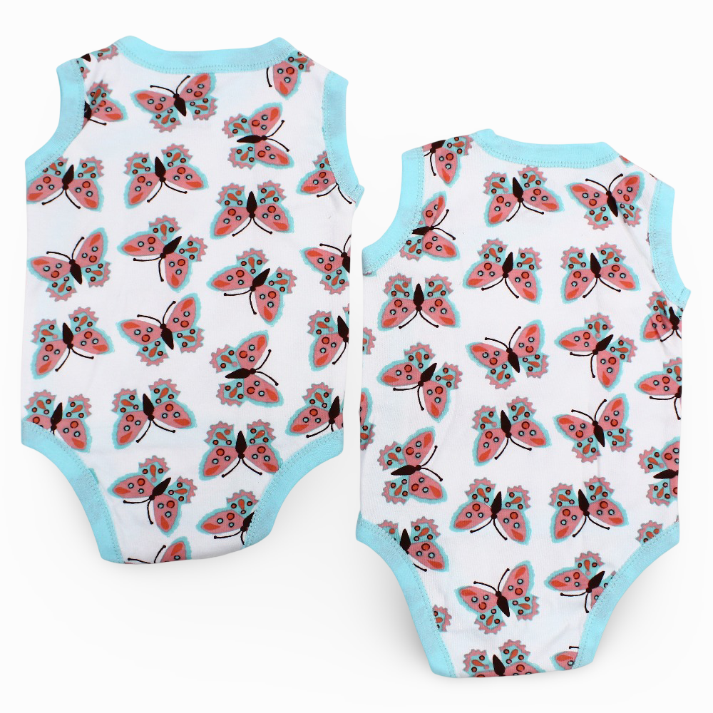 Unisex Plain Cotton Sleevelees Underwear Bodysuit (Pack Of 2)