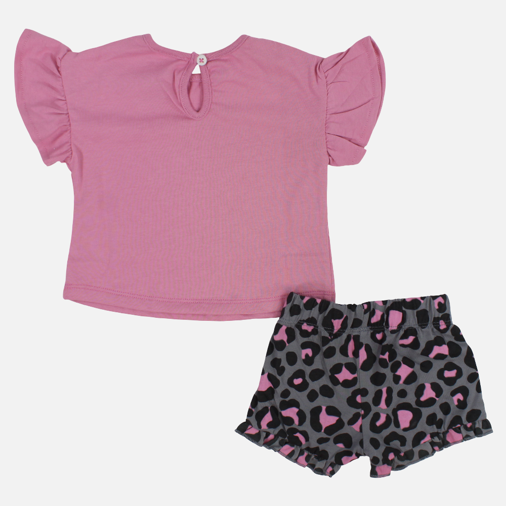 Baby Girls Cotton Pajama Set – Dusty Pink with Cute Pandas Print