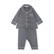 Baby Boys Cotton Pajama – Grey with "Just Smile" Embroidery