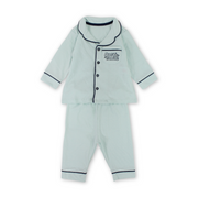 Baby Boys Cotton Pajama – Mint with "Just Smile" Embroidery