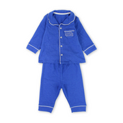 Baby Boys Cotton Pajama – Blue with "Just Smile" Embroidery