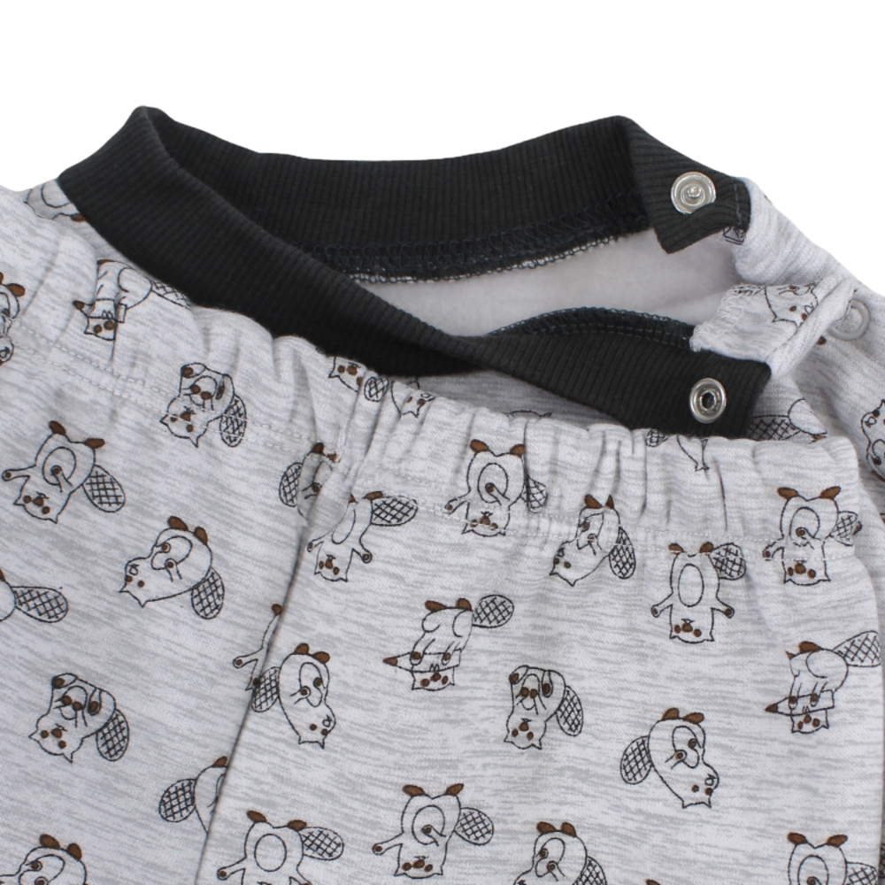 Unisex Baby Cotton Pajama Set – Grey with Squirrels Print