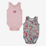 Baby Girls Cotton Bodysuits – 2-Pack with Floral Print