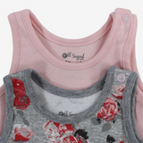 Baby Girls Cotton Bodysuits – 2-Pack with Floral Print