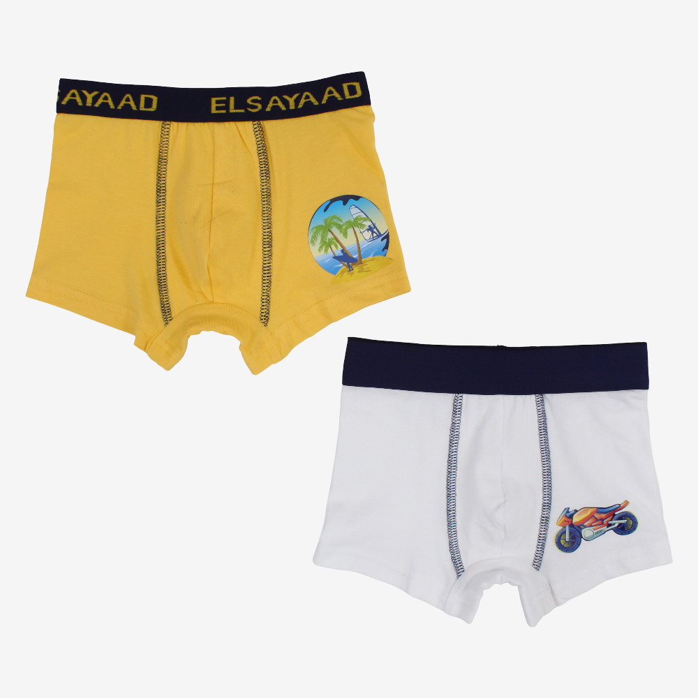 Boys Cotton Boxer Shorts – 2-Pack (Assorted Colors)