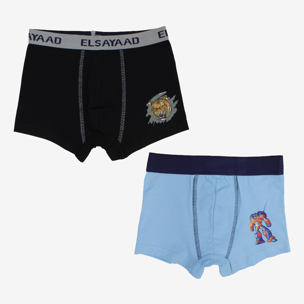Boys Cotton Boxer Shorts – 2-Pack (Assorted Colors)