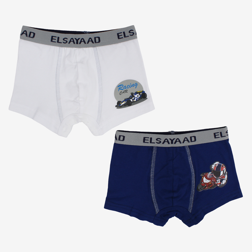 Boys Cotton Boxer Shorts – 2-Pack (Assorted Colors)
