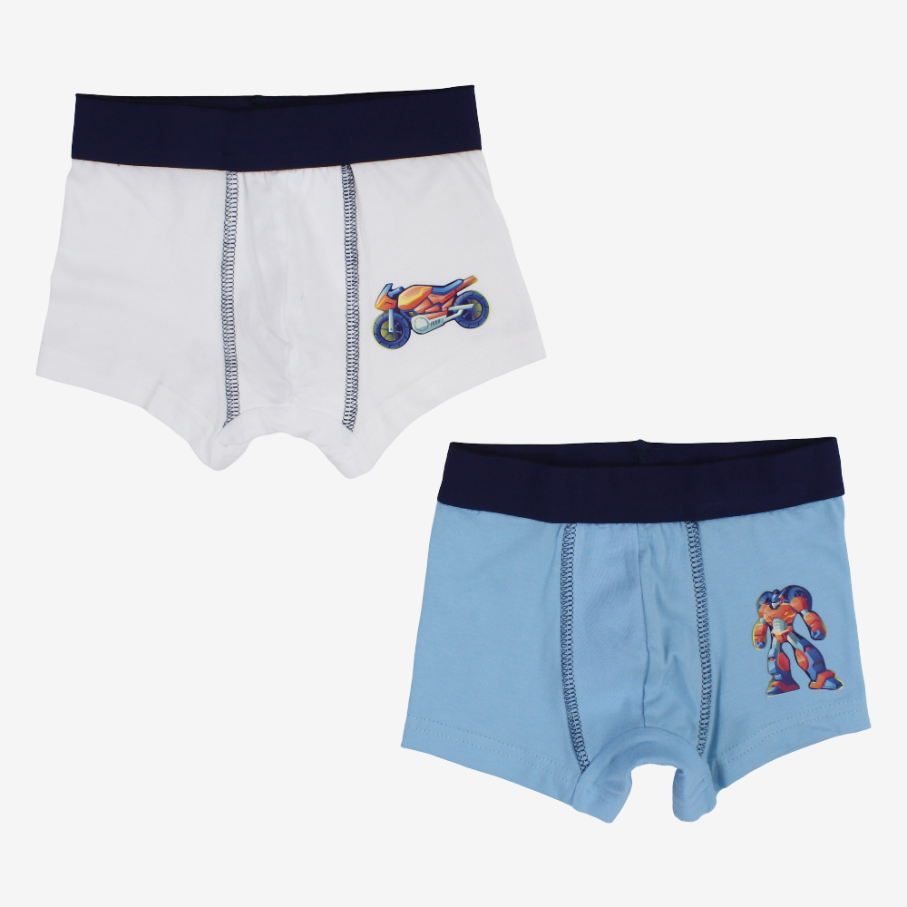 Boys Cotton Boxer Shorts – 2-Pack (Assorted Colors)