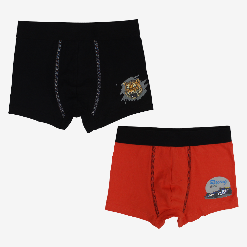 Boys Cotton Boxer Shorts – 2-Pack (Assorted Colors)