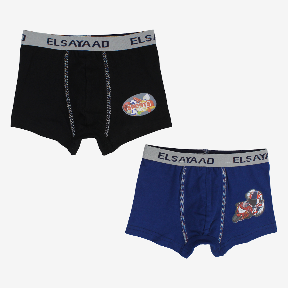 Boys Cotton Boxer Shorts – 2-Pack (Assorted Colors)