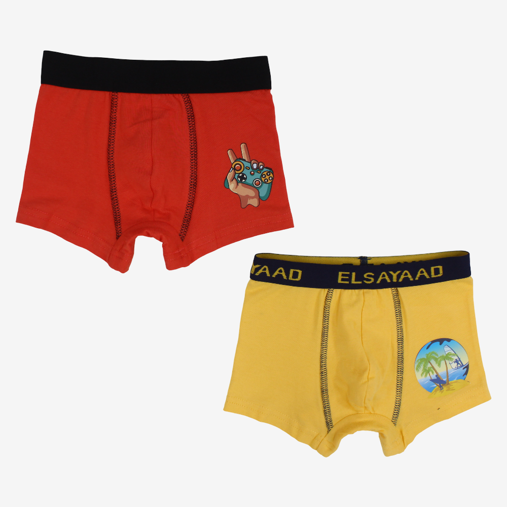 Boys Cotton Boxer Shorts – 2-Pack (Assorted Colors)